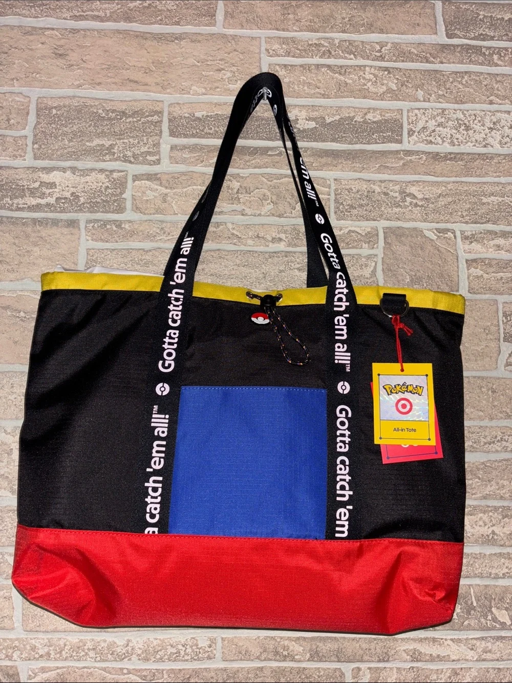 Viral Pokémon X Colorblock Tote Bag - Black with Red, Blue & Yellow Accents
